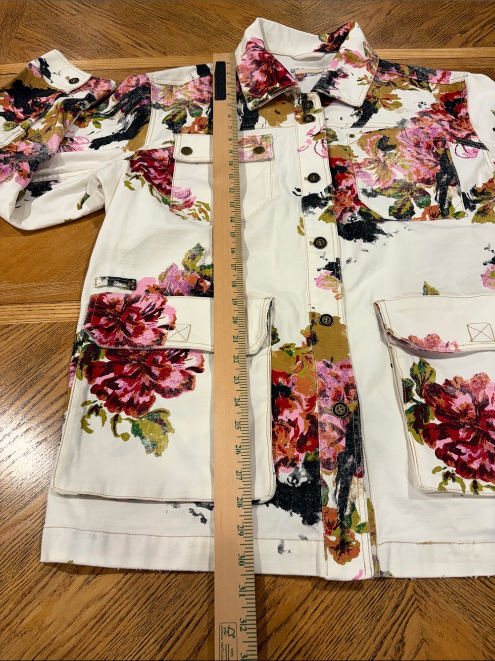 Anthropologie Pilcro The Wanderer Floral Utility Jacket White Multi Size XL - Picture 12 of 14